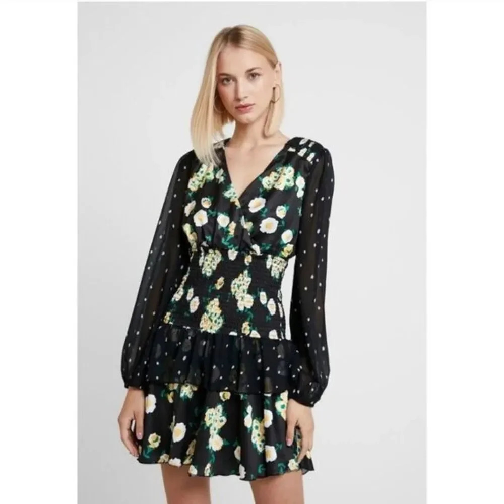 Foxiedox Anemone Smocked Mixed-Print Dress